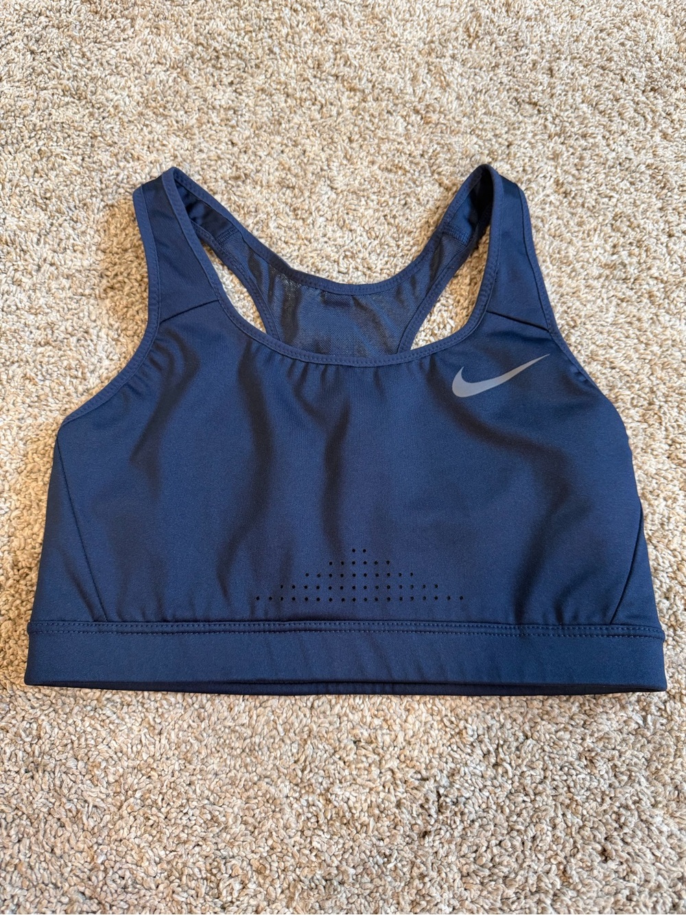 Nike Navy Blue Racerback Sports Bra with Gray Swoosh